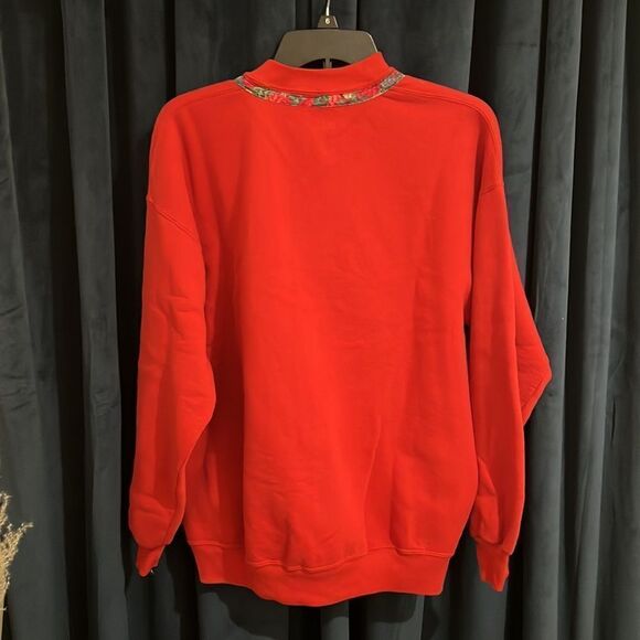 Vintage Redone Red Sweatshirt floral size large - Picture 4 of 8